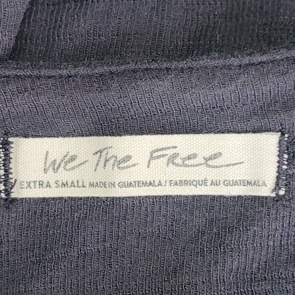 3/$25 Free People Back At It Henley  Long Sleeve Black Top XS WE THE FREE - Picture 6 of 10